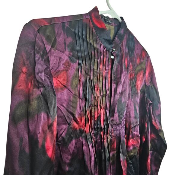 Theory Bianca Vague Silk Pleated Keyhole Blouse Quiet Luxury Fairy Grunge Size S - Picture 6 of 9